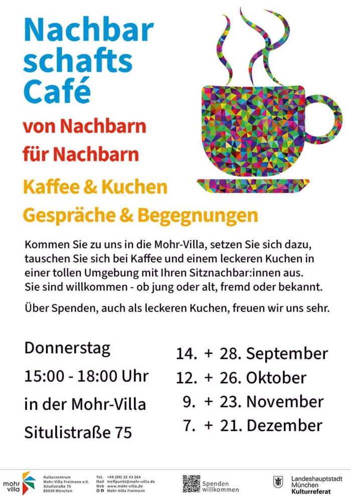 Plakat zur Veranstaltung: Nachbarschafts-Café - 2x im Monat