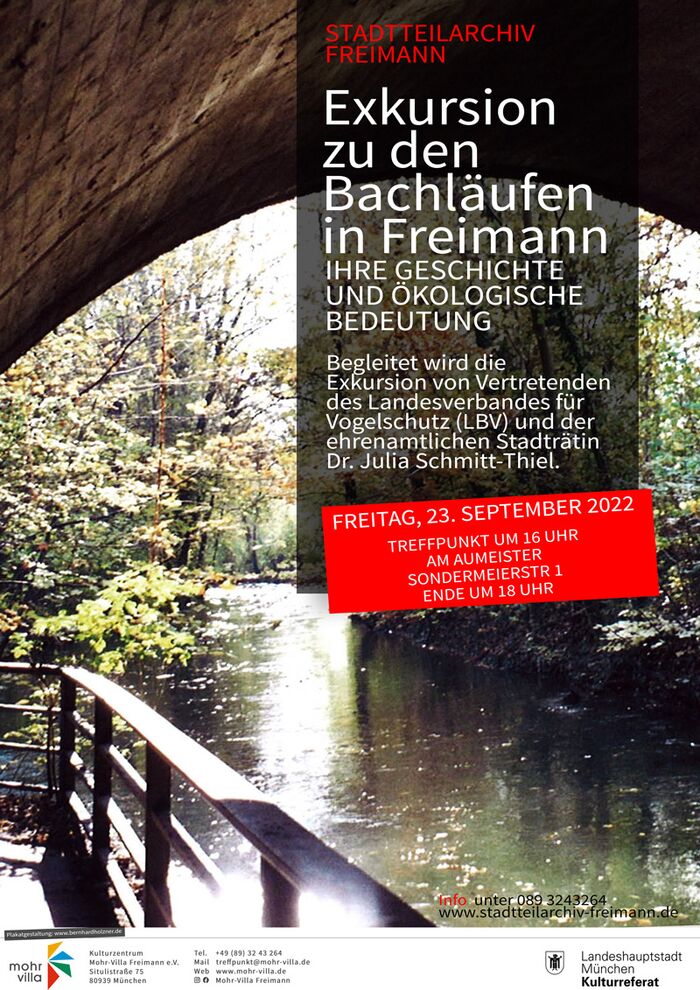 Plakat zur Veranstaltung: Exkursion zu den Bachläufen in Freimann