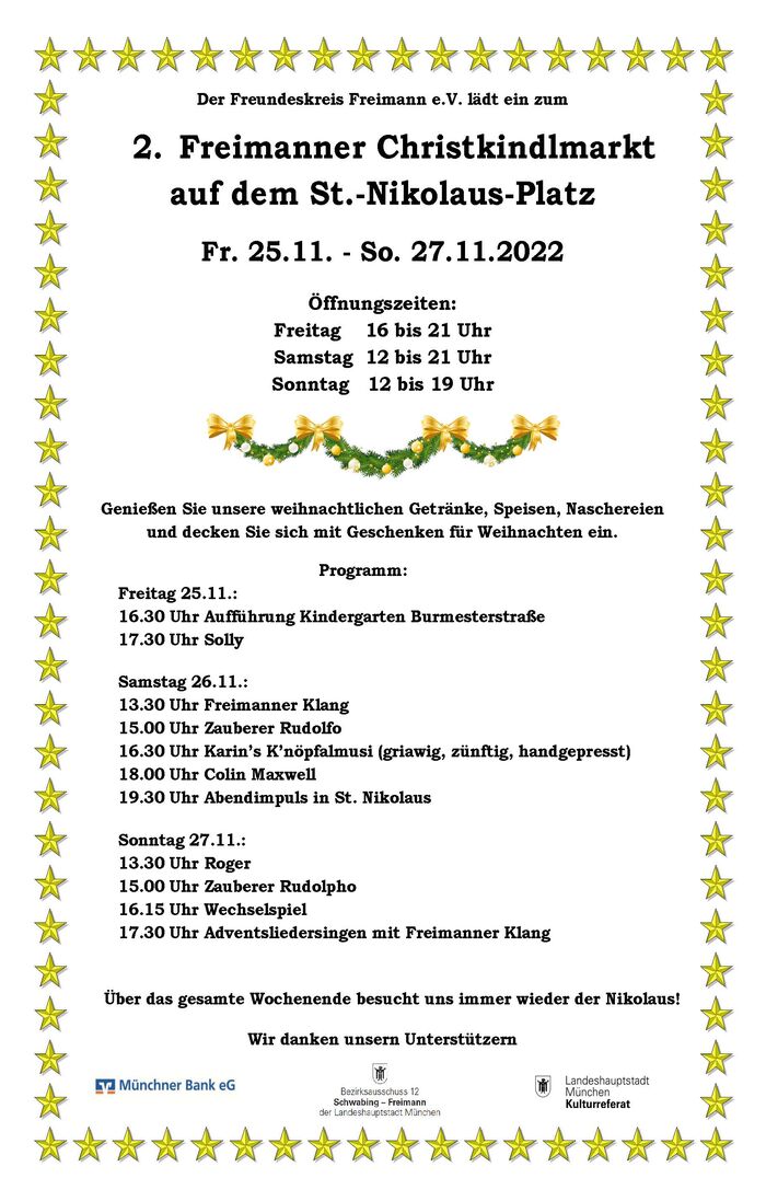 Plakat zur Veranstaltung: Freimanner Christkindlmarkt