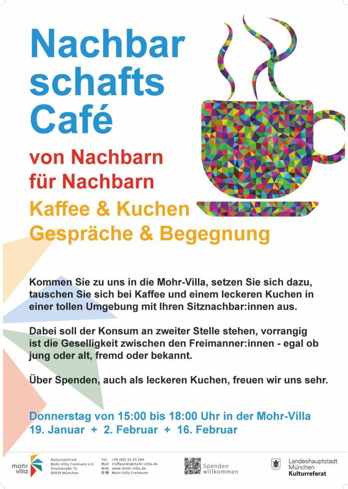 Plakat zur Veranstaltung: Nachbarschafts-Café - 2x im Monat