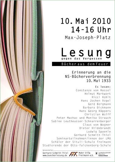 Plakat zur Veranstaltung: Bücher aus dem Feuer