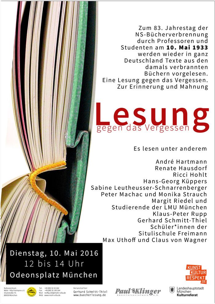 Plakat zur Veranstaltung: Bücher aus dem Feuer