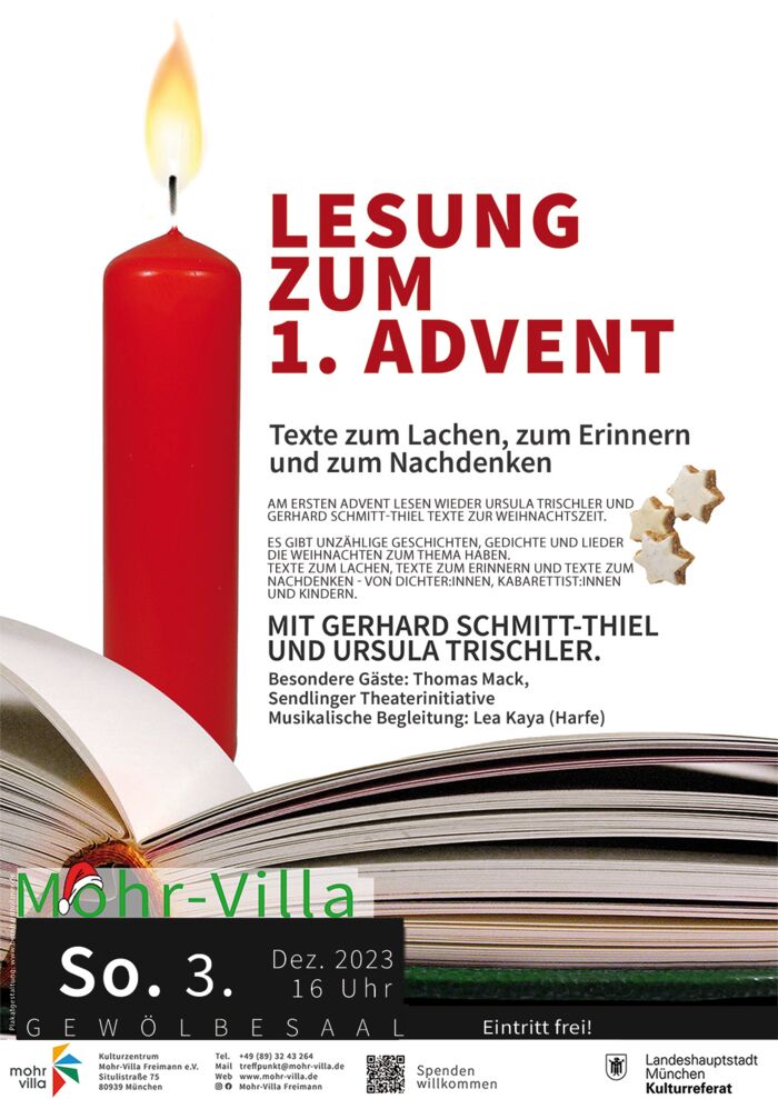 Plakat zur Veranstaltung: Lesung zum 1. Advent