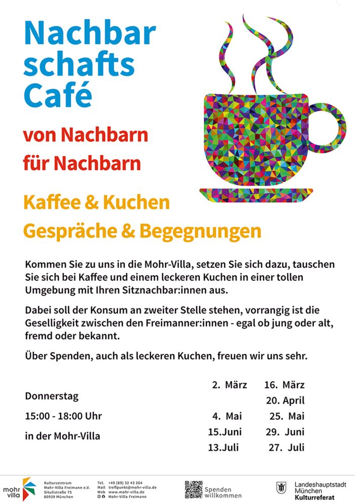 Plakat zur Veranstaltung: Nachbarschafts-Café - 2x im Monat