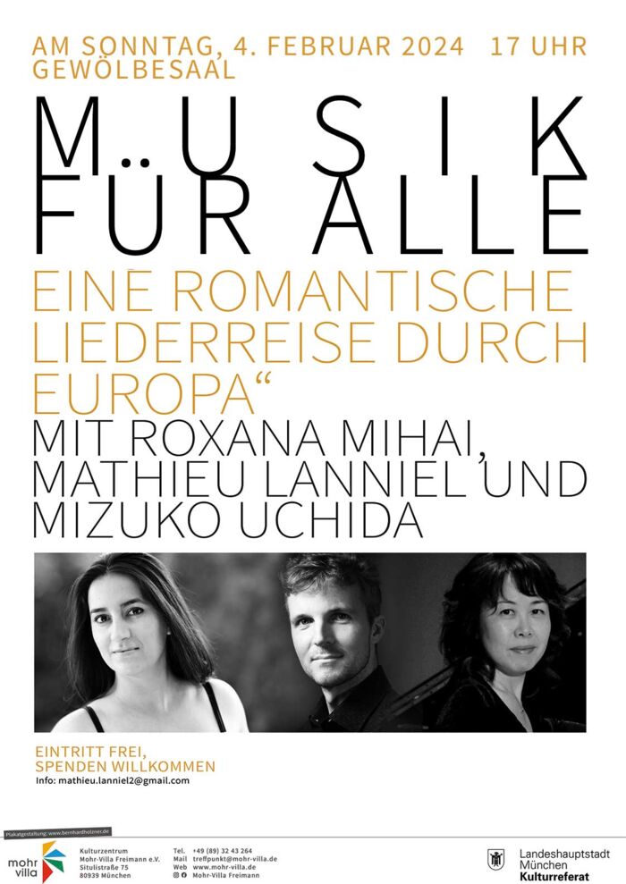 Plakat zur Veranstaltung: Musik für Alle: Eine romantische Liederreise durch Europa