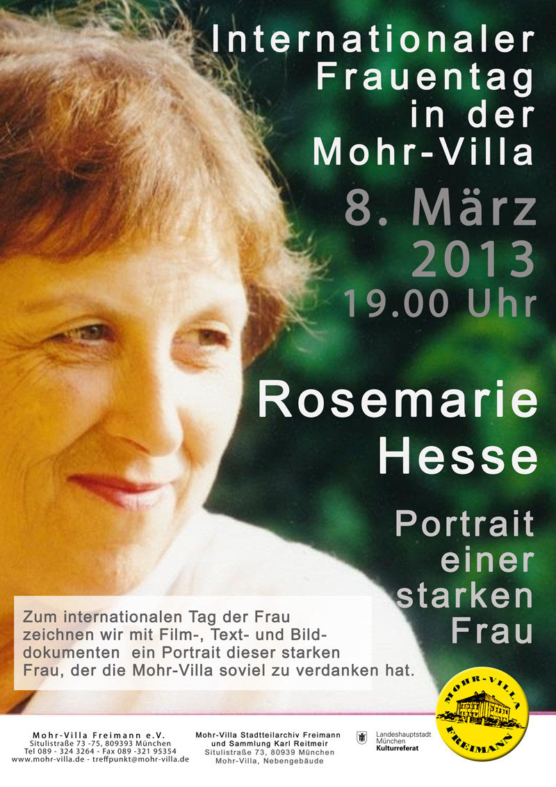 Plakat zur Veranstaltung: Rosemarie Hesse