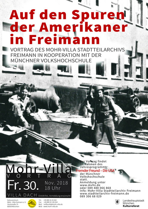 Plakat zur Veranstaltung: Auf den Spuren der Amerikaner in Freimann